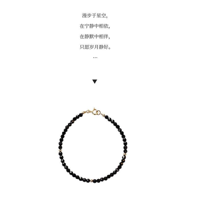 Vòng Đeo Tay Xỏ Hạt Pha Lê Tự Nhiên Màu Đen Siêu Mịn Thời Trang Độc Đáo Đơn Giản Dễ Phối Đồ