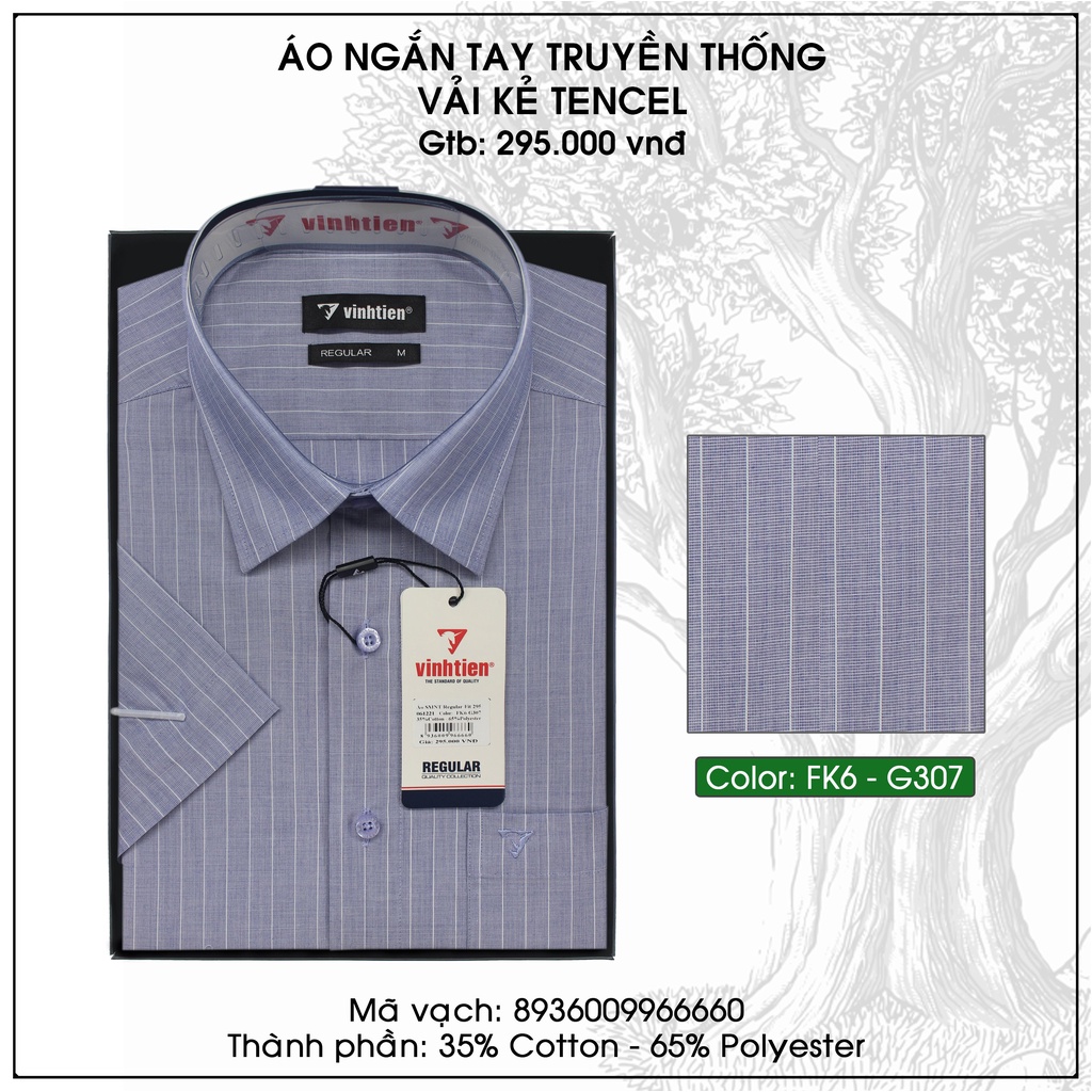 Áo Sơ Mi Ngắn Tay Caro Tencel-Spun Regular Fit 345 Vĩnh Tiến - Vạt Bầu - Nhiều Màu