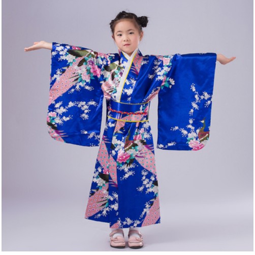 Kimono chim công cho bé gái, có size người lớn.