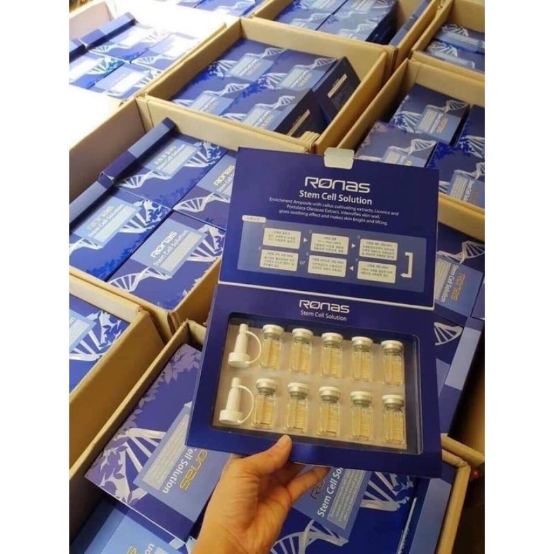 Tế Bào Gốc Ronas Xanh Giảm Mụn, Nám, Sẹo, Làm Trắng Da Hàn Quốc - Full Hộp 10 Lọ