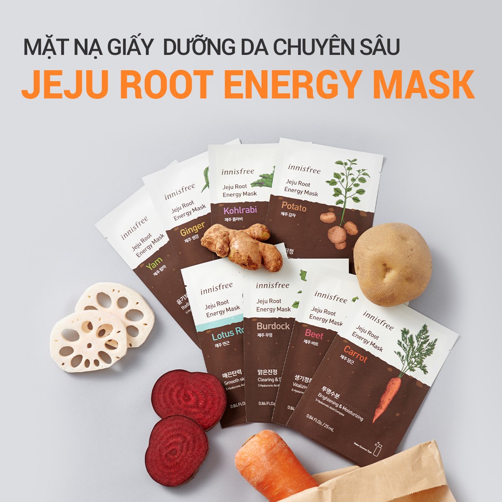 [Mã FMCGMALL -8% đơn 250K] (Quà tặng) Mặt nạ dưỡng ẩm sáng da rau củ innisfree Jeju Root Energy Mask 25ml | WebRaoVat - webraovat.net.vn