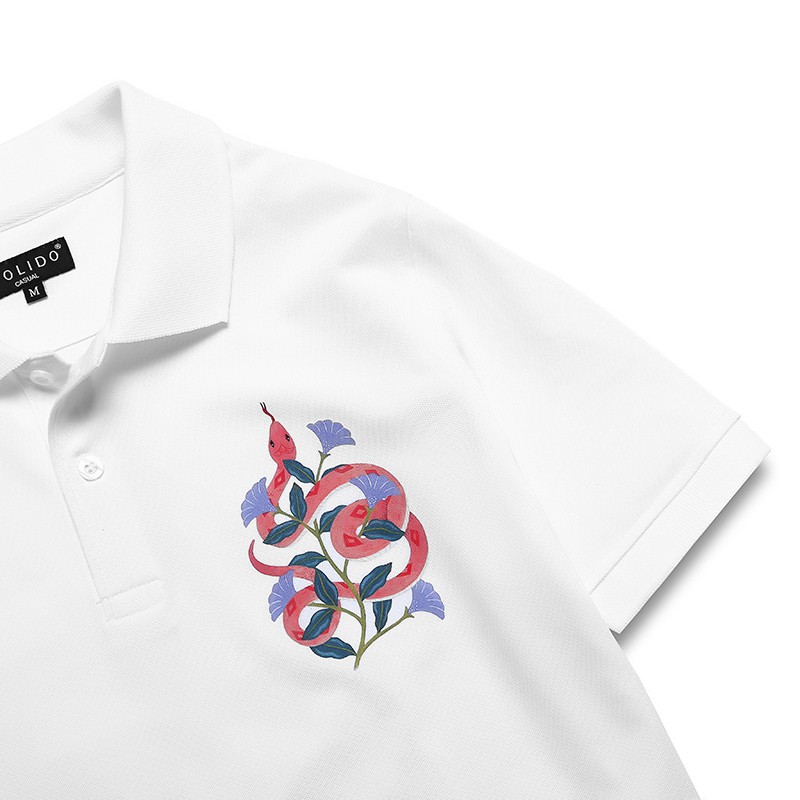 Áo Polo in hình The Snake POLIDO vải Cotton co giãn, không bong tróc, thấm hút mồ hôi