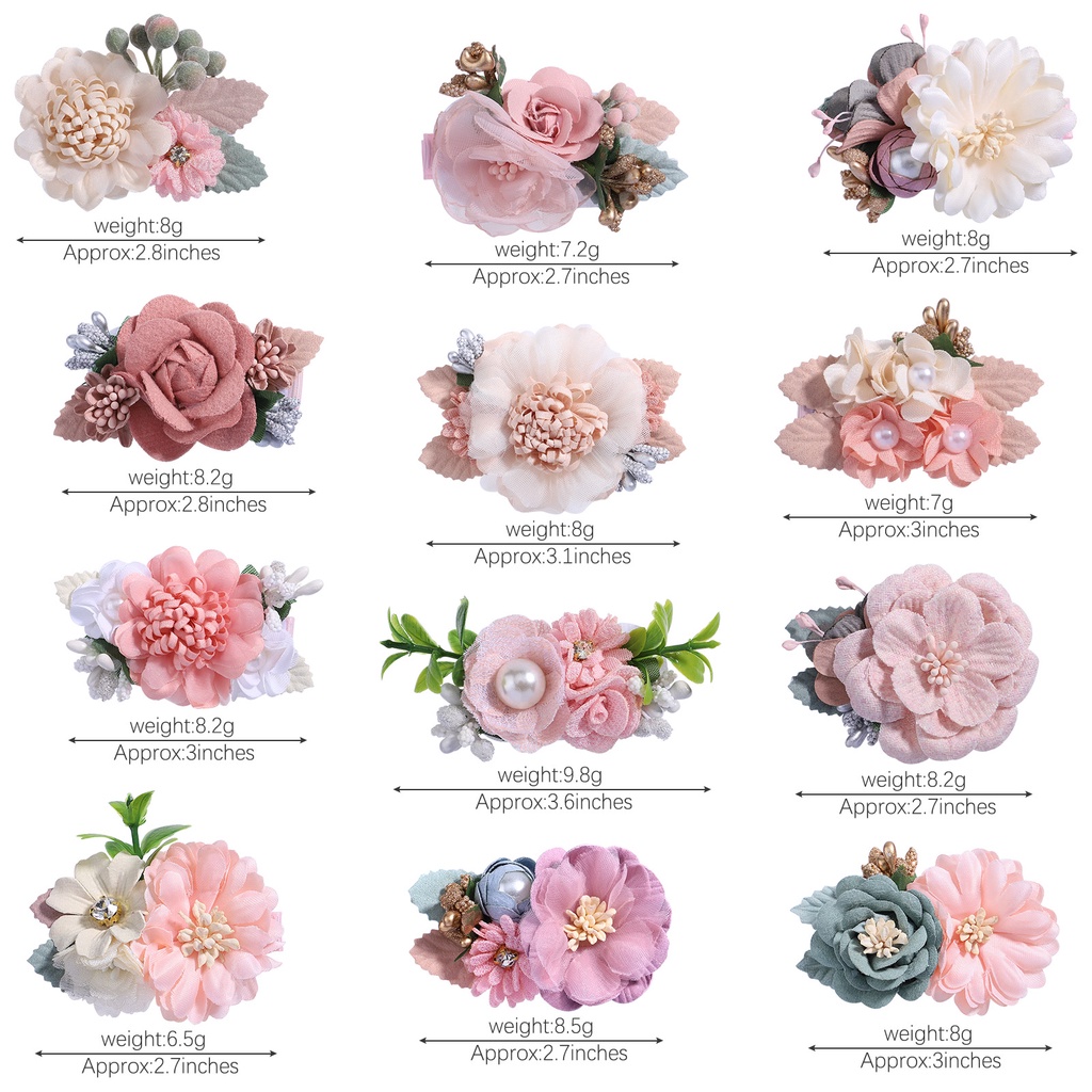 Set 5 kẹp tóc KIDSBOWS hoa vải chiffon đính ngọc trai độc đáo cho bé gái