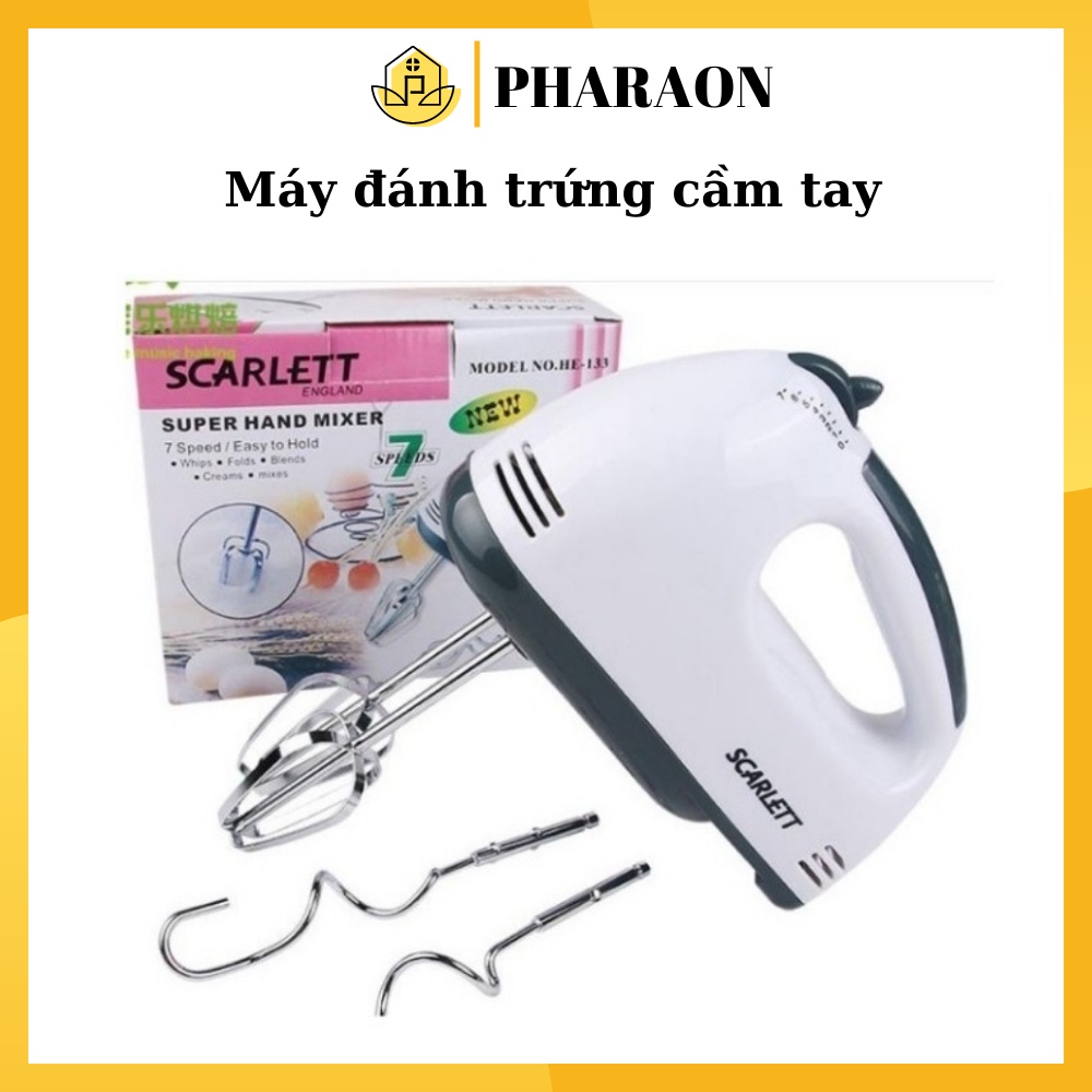 Máy Đánh Trứng Cầm Tay 7 Tốc Độ Công Suất 180W Kèm 4 Đầu Khuấy INOX Cao Cấp