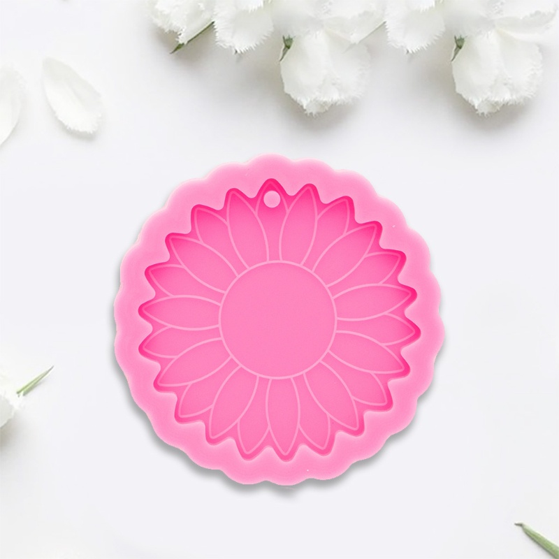 Khuôn Silicone Làm Móc Khóa Nhựa Epoxy Hình Hoa Hướng Dương