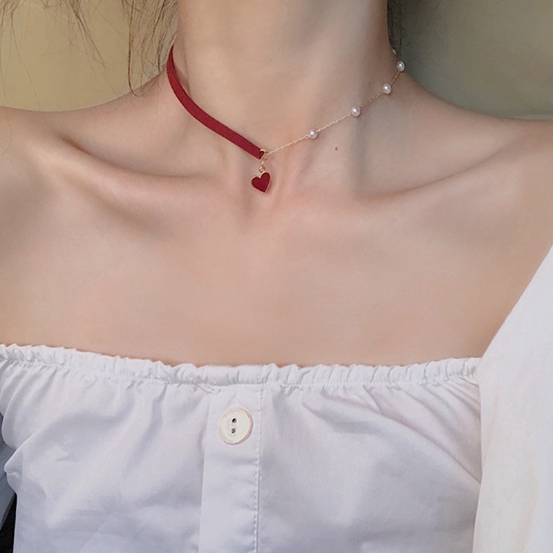 Choker cách điệu mặt trái tim (Vòng đeo cổ nữ) - Mã AM05