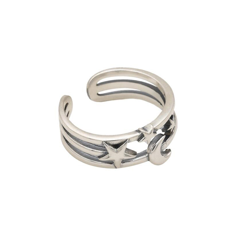 Vintage Women Moon Star Open Rings Couples Party Finger Ring Jewelry Gifts