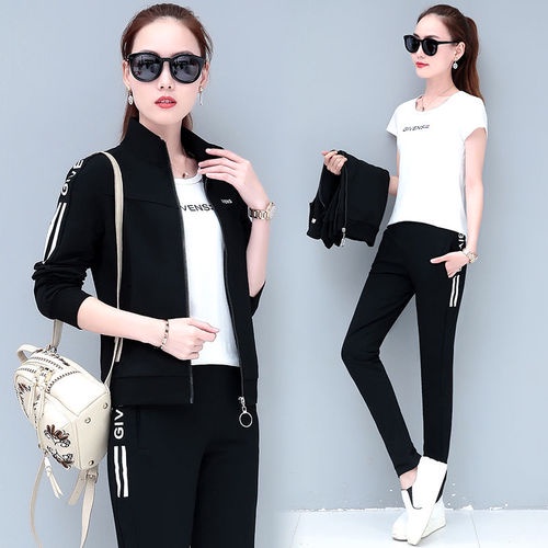 Bộ Đồ Thể Thao Áo Thun Tay Dài Phối Chân Váy Cỡ Lớn Thời Trang Xuân Thu Cho Nữ