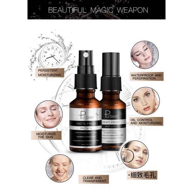 Xịt Khóa Lớp Trang Điểm Bền Đẹp Không Xuống Màu Pudaier Matte & Dewy Finish | BigBuy360 - bigbuy360.vn
