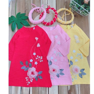 Áo dài gấm TAFTA  hiệu ANNI KIDS