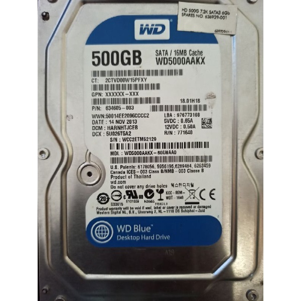 Ổ Cứng PC HDD 3.5" 500Gb Cho Máy Tính Để Bàn Sức Khỏe Good 100% Tặng Dây Sata