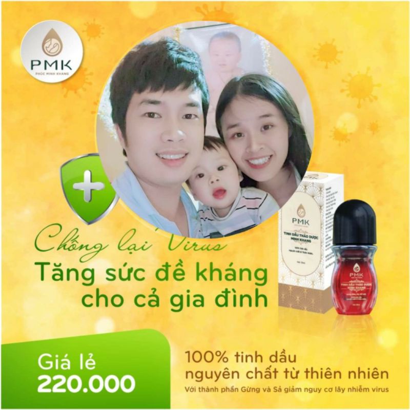 Tinh dầu thảo dược  Minh Khang - long đờm, hết ho, hết sổ mũi - chỉ cần bôi (Chính Hãng)