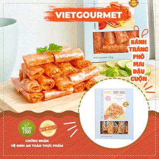 Bánh tráng phô mai đậu cuộn hộp 100g vị đặc biệt, Bánh tráng Long An thơm ngon dai dai cay cay, ăn vặt Hà Nội