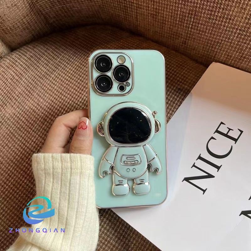 Ốp Điện Thoại Dẻo Mạ Màu Chống Sốc Hình Phi Hành Gia Sang Trọng Cho iPhone 13 12 Mini 11 Pro XS Max X XR