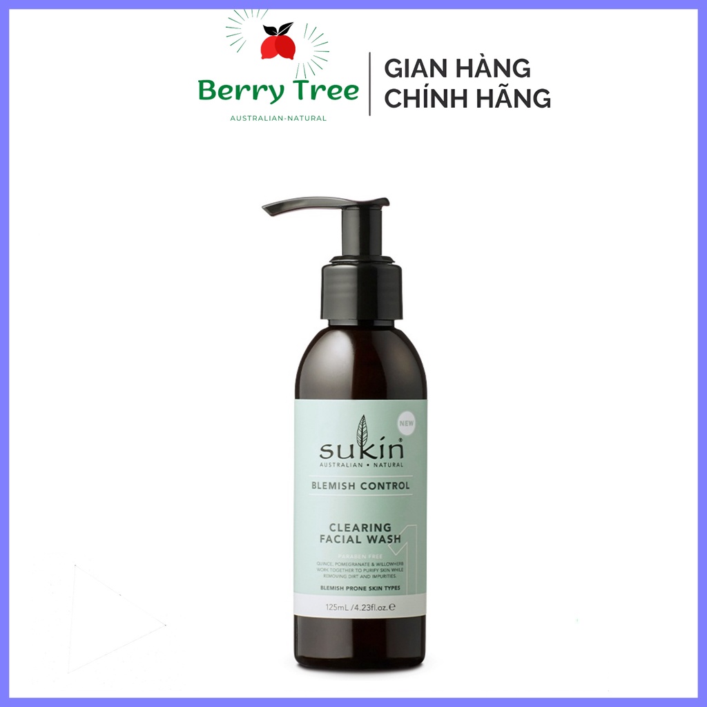 Sữa rửa mặt ngừa mụn Sukin Blemish Control Clearing Facial Wash 125ml (BR)