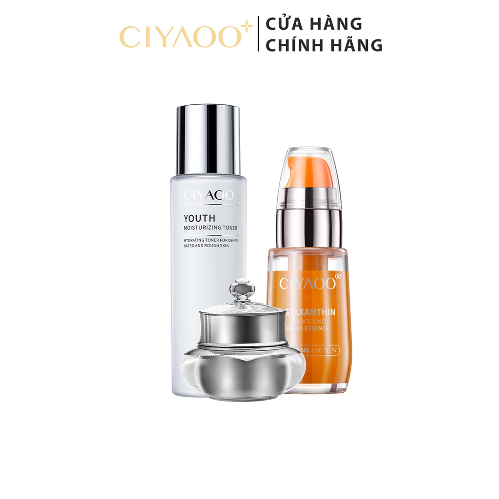 Combo Dưỡng Trắng Da Hoàn Hảo Serum &amp; Nước Hoa Hồng &amp; Kem Sâm Ciyaoo 30ml + 220ml + 10g