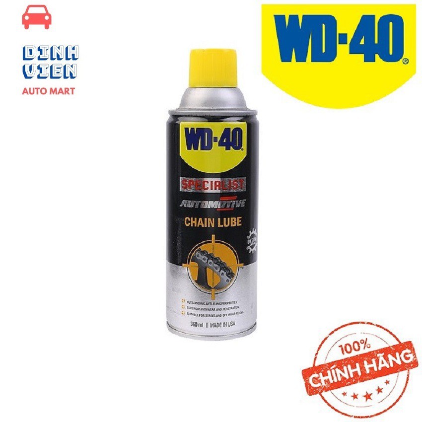 [ CAO CẤP] Dung dịch vệ sinh Sên - Xích WD-40 Chain Lube 360ml bảo vệ sên khỏi rỉ sét và chống mài m