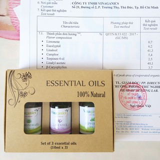 Combo 3 chai tinh dầu sả chanh, oải hương , bạc hà 10ml