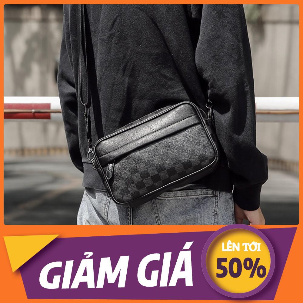Túi đeo chéo nam nữ phong cách họa tiết caro cao cấp - Túi đeo da cao cấp