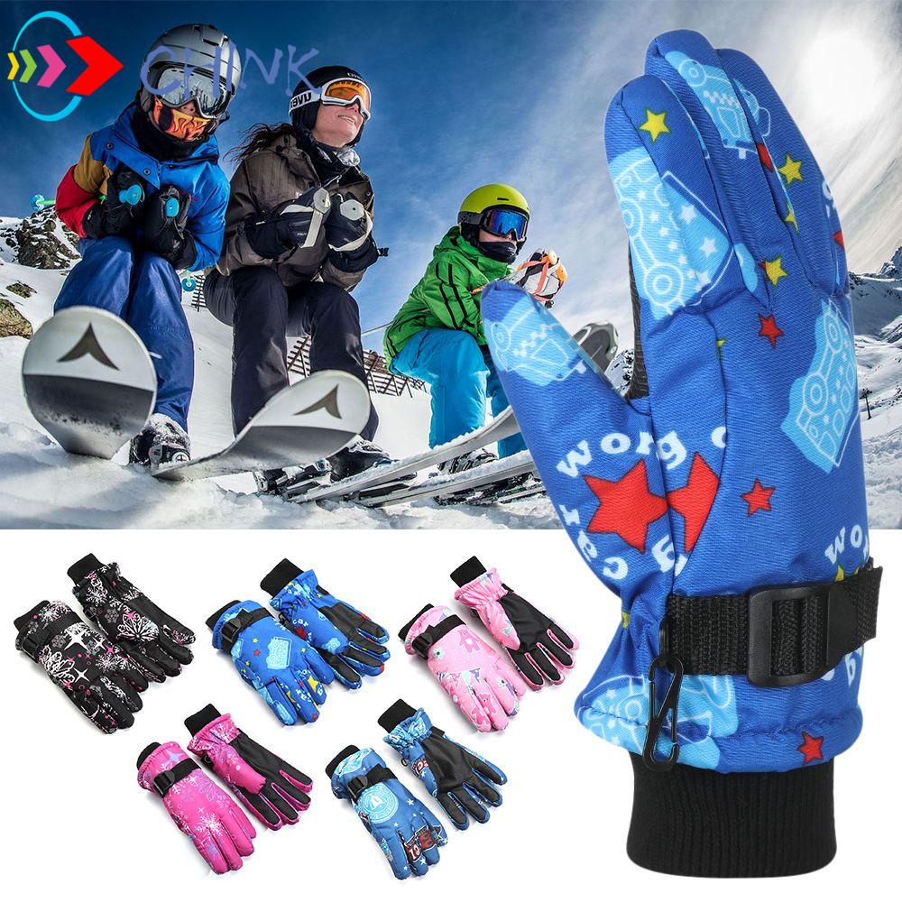CHINK 1Pair|5-10 Years Old 5-10 Years Old Ski Mittens Cartoon Skiing Accessories Skiing Gloves Windproof Waterproof Winter Full Finger Children Snowboarding