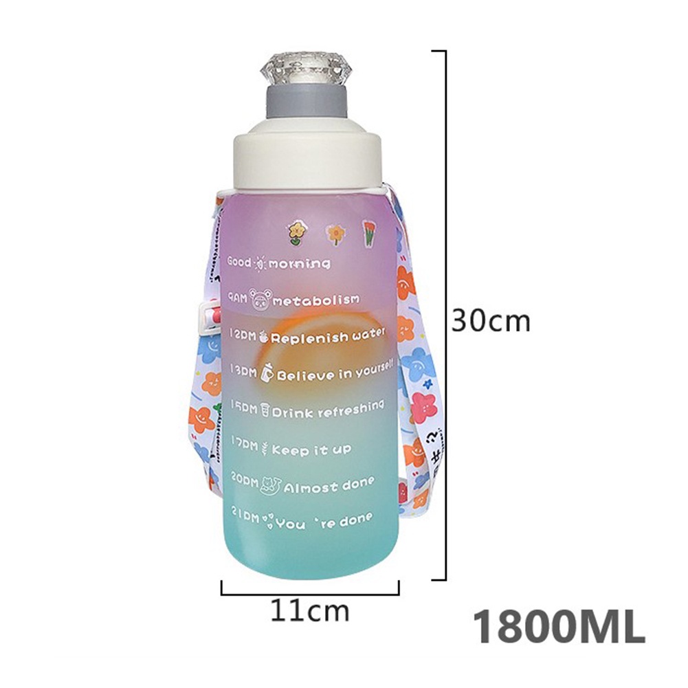 Bình Nước Nhựa Dung Tích Lớn 1800ml Kèm Ống Hút Màu Gradient Tiện Dụng Galaxy1.Vn