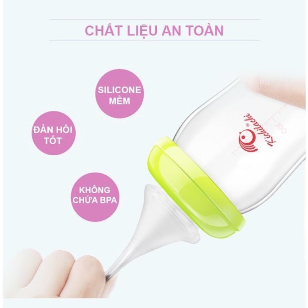 Núm Vú Cổ Hẹp Kichi, Núm Silicon Plus Siêu Mềm, 1 Hộp 2 Cái Đủ Zize S M L Y