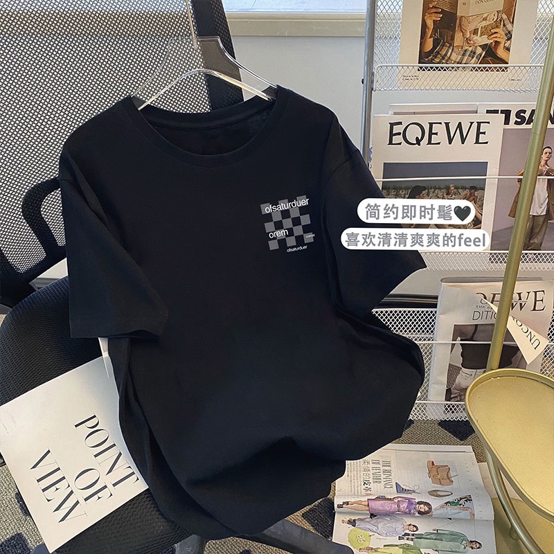 Áo thun HIIXIIVI 100% cotton tay ngắn cổ tròn in hình phong cách Hàn Quốc thời trang mùa hè 2022 dành cho nữ