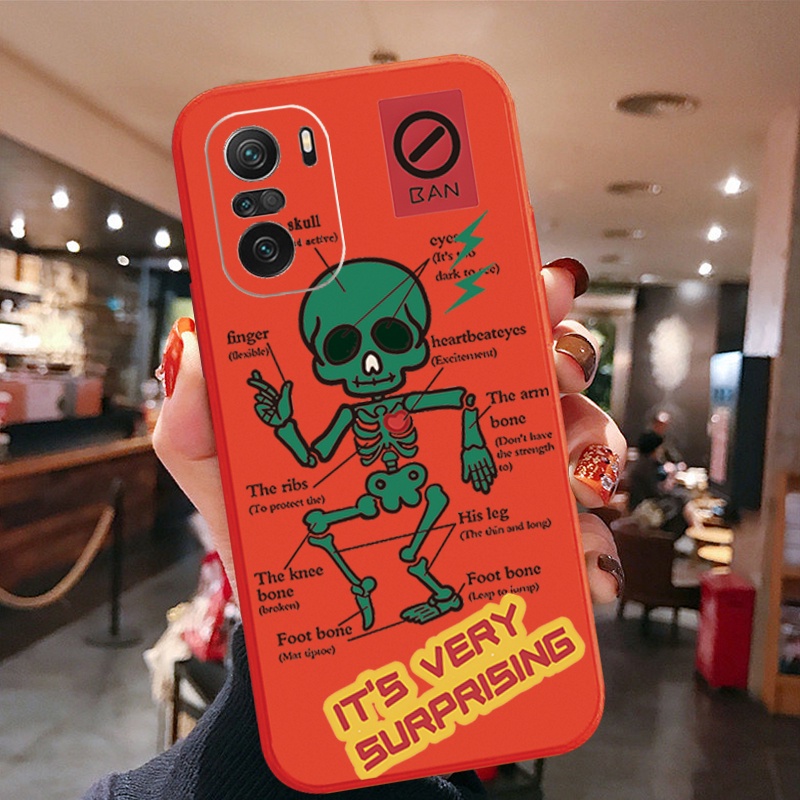 Ốp Điện Thoại Cạnh Vuông In Hình Bộ Xương Cho Redmi Note 11 9C 11S Redmi 10C 10A 10 Prime 5G POCO M4 Pro X3 GT F3 C31 M2