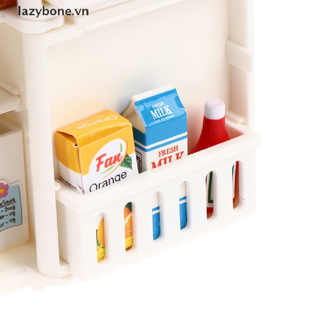 Bộ 16 Mô Hình Tủ Lạnh Màu Trắng Tỉ Lệ 1: 12 Trang Trí Nhà Búp Bê