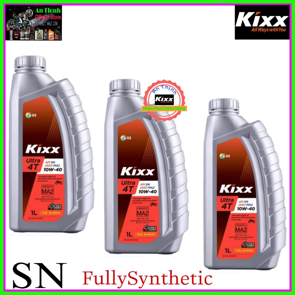 Nhớt Xe Số Và Côn Tay Kixx 10W40-SN-FullySynthentic - 1L-Nhập Khẩu Hàn Quốc.