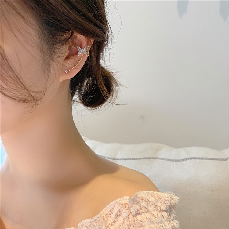 Set bông tai Bell Mew kẹp vành tai bướm vàng kim độc đáo BT278