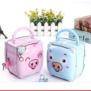 Két sắt mini hình heo cho bé có khóa - Ống heo mini