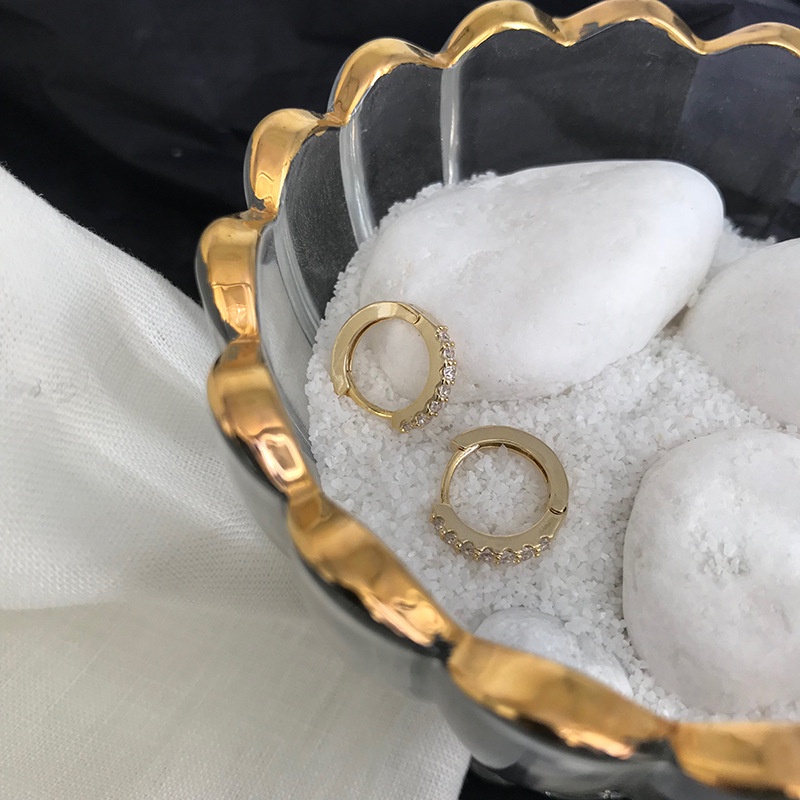 Khuyên Tai Tròn Bộ Khuyên Tai Tròn 14K Zircon Không Gây Dị Ứng Thời Trang Cho Nữ