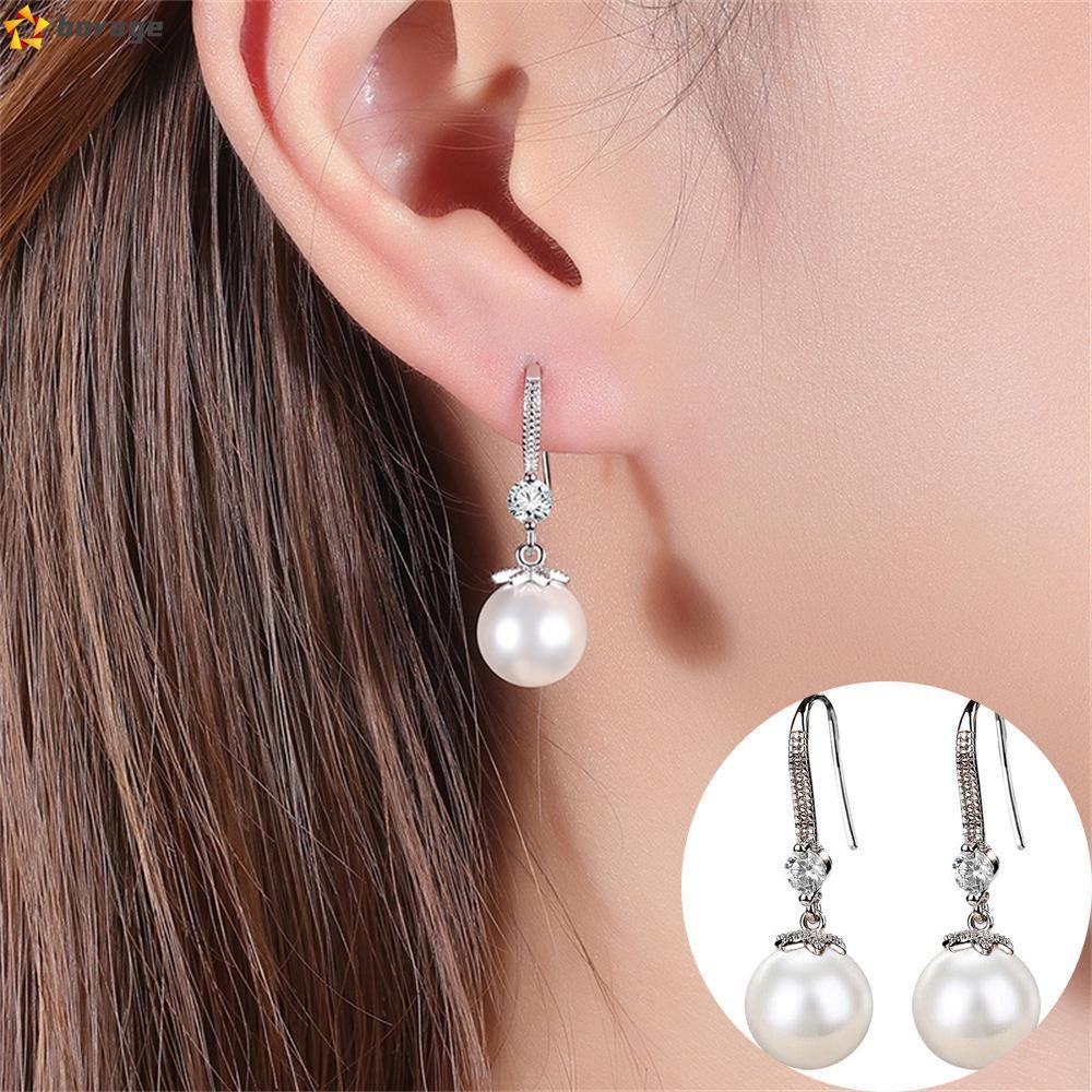 Đôi Khuyên Tai Dài Mạ Bạc 925 Đính Ngọc Trai Giả Thời Trang Cho Nữ