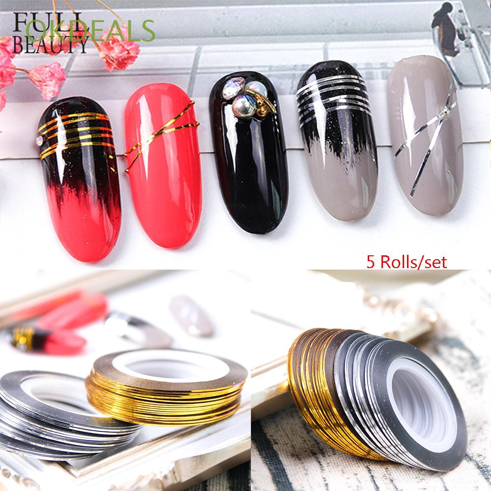 Set 5 cuộn dây óng ánh 0.5mm dùng để trang trí móng nghệ thuật