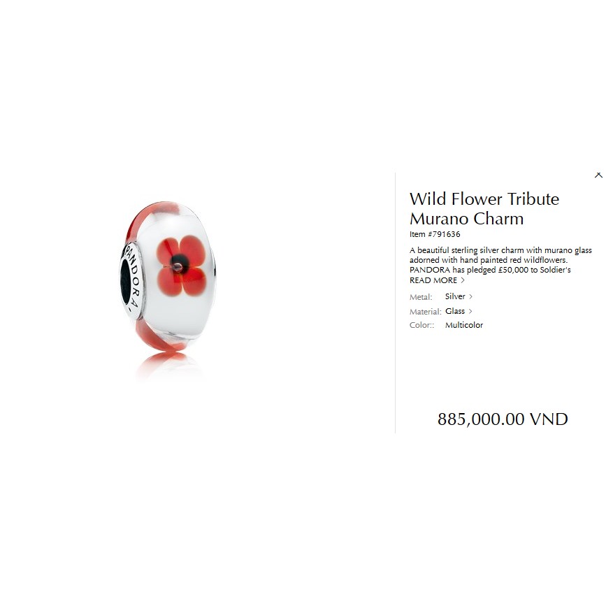 Charm Pandora Wild Flower Tribute Munaro Charm