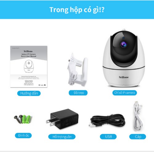 [Mã ELMS5 giảm 7% đơn 300K] Camera Srihome SH026 3.0 MPX Xoay 360° Chính Hãng