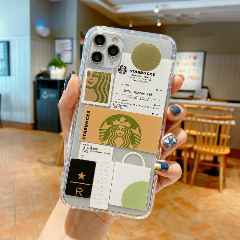 Ốp điện thoại trong suốt chống sốc in họa tiết Starbucks cho IPHONE 12 11 PRO MAX MINI X XS XR 8 7 6PLUS SE 2020