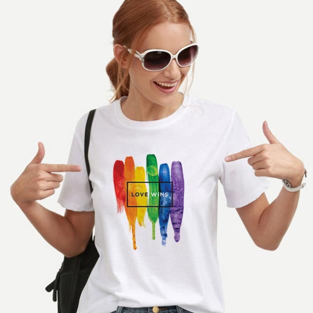 SALE- Áo Nữ Trắng Cầu Vồng Tình Yêu Chiến Thắng Win Love - mẫu áo chất