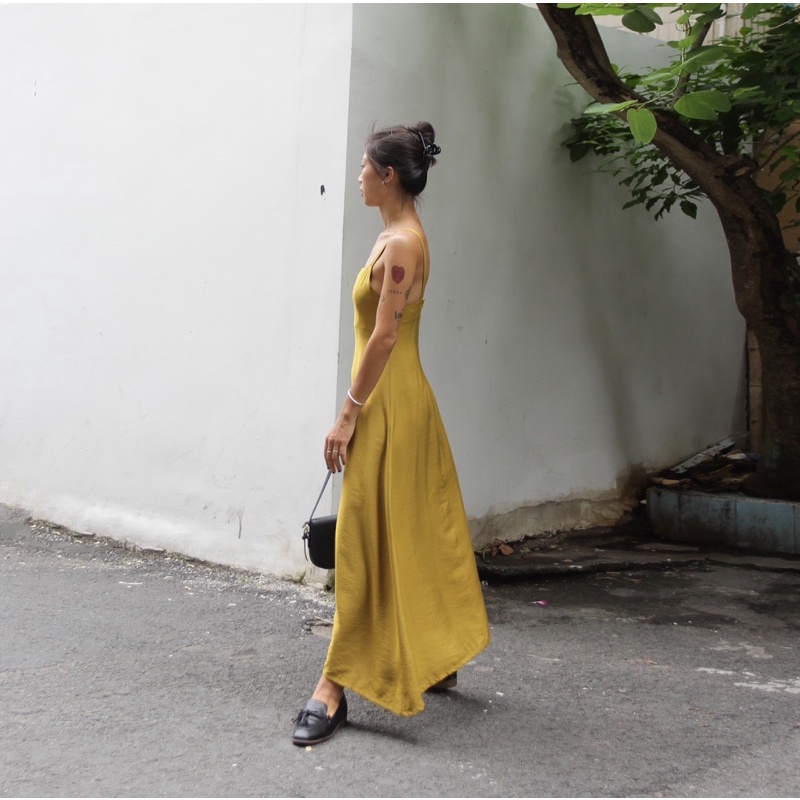 Váy Lụa Linen Hai Dây Dáng Xoè Beb Dress | FLANH