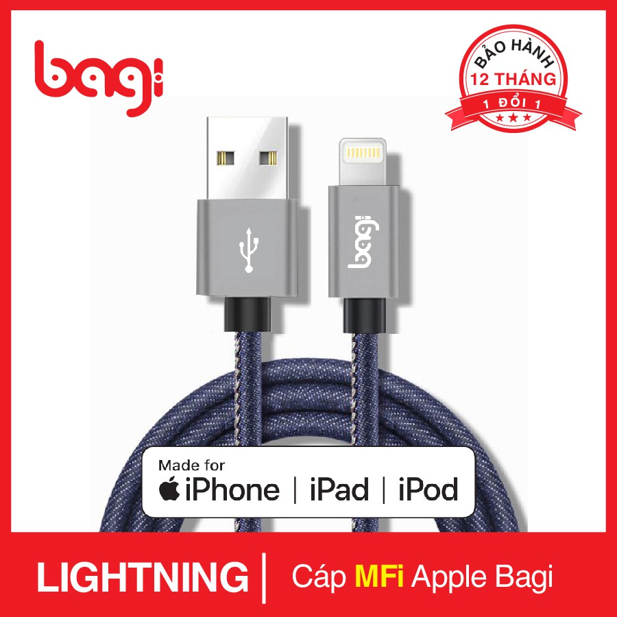 [BAGI] CÁP LIGHTNING CHUẨN MFI CHÍNH HÃNG BAGI CHO IPHONE/IPAD/IPOD