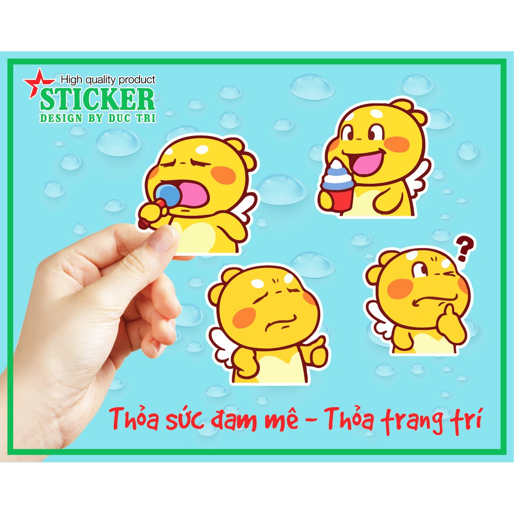 Bộ 24 hình dán Tem rồng con siêu cute, Chủ đề biểu cảm được cắt sẳn bằng máy chống nước dùng trang trí