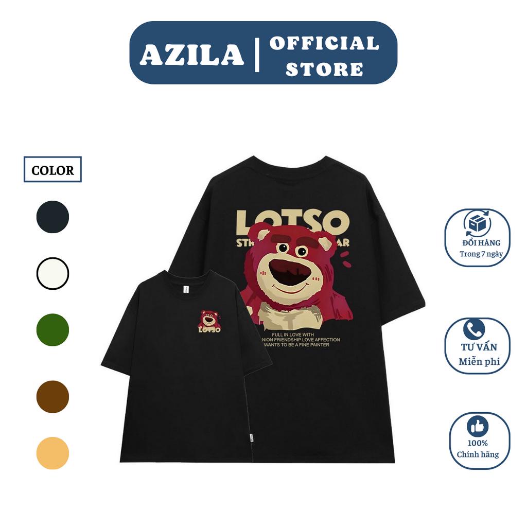 Áo thun gấu dâu lotso from rộng Tay Lỡ AZILA180 chất liệu cotton 240Gms