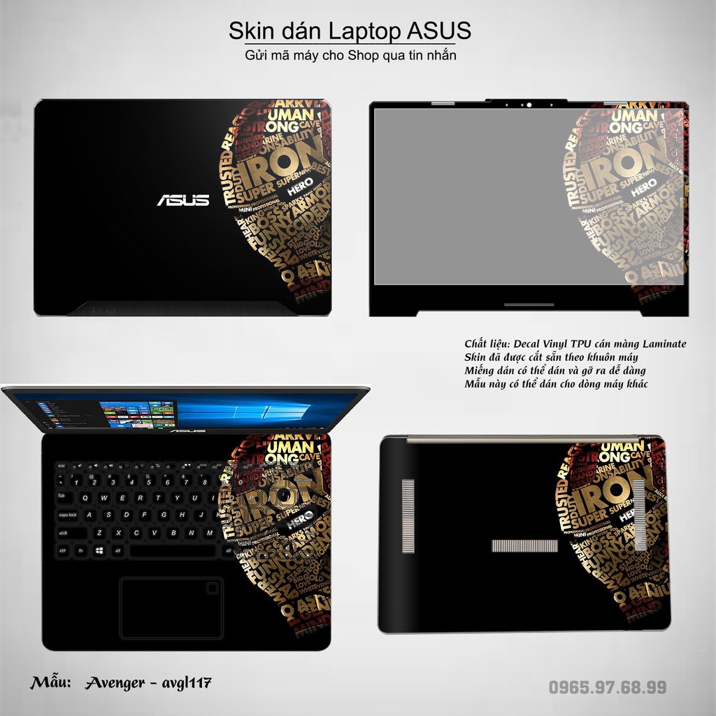 Skin dán Laptop Asus in hình Avenger _nhiều mẫu 3 (inbox mã máy cho Shop)