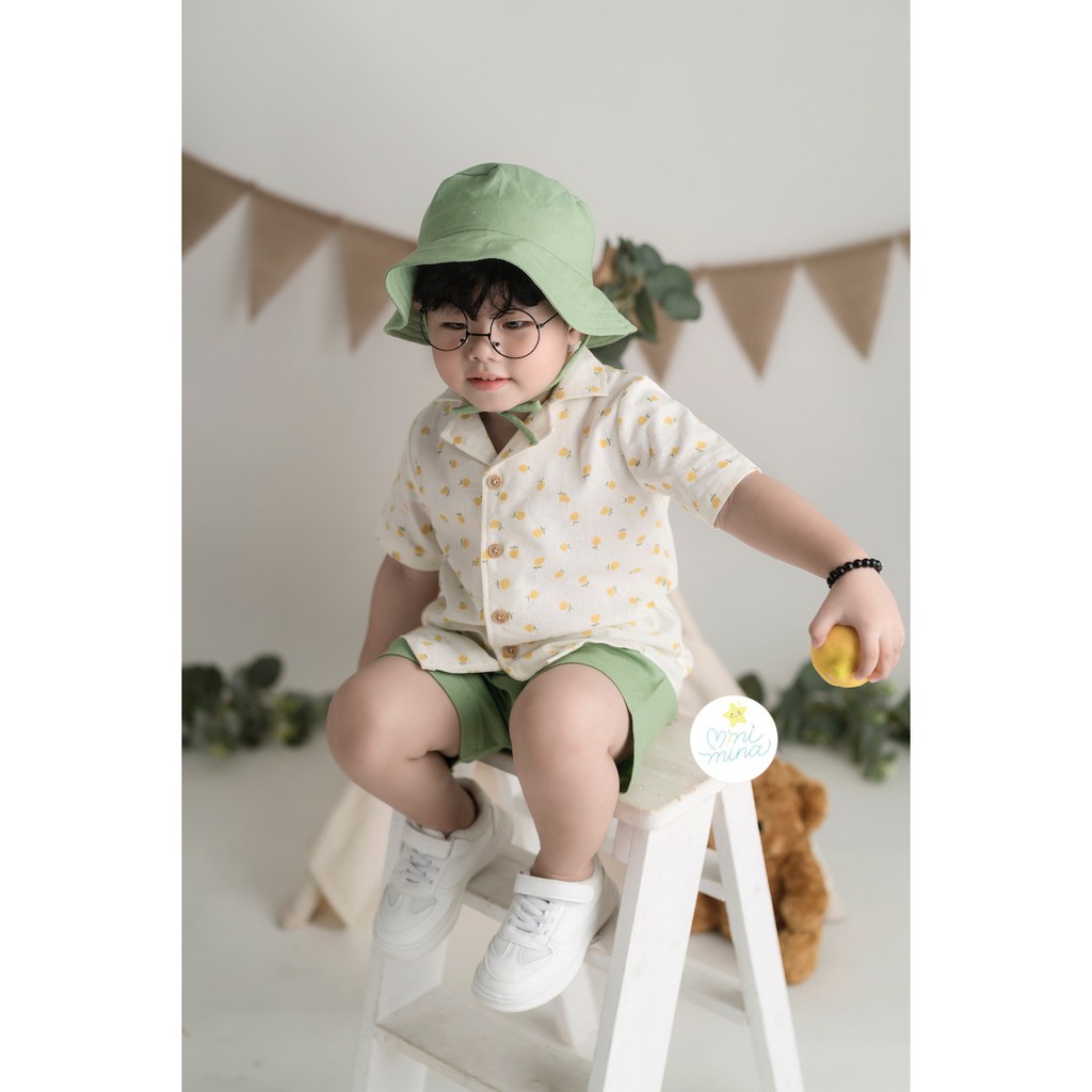 Set đồ bé trai kèm nón thoáng mát cho bé từ 0 đến 5 tuổi