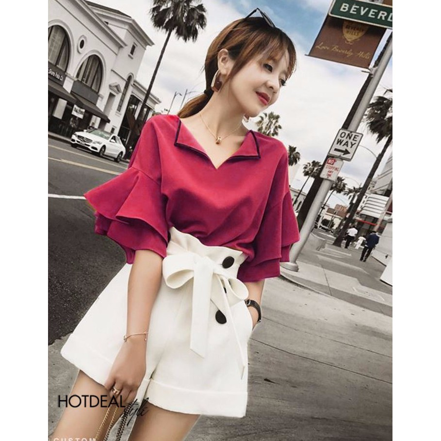 ❣️FREESHIP❣️Áo Tay Loe Cổ Bẻ Kèm Ảnh Thật