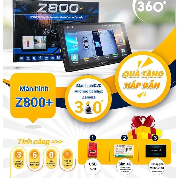 Màn hình Android DVD Zestech Z800+ chính hãng cho xe hơi