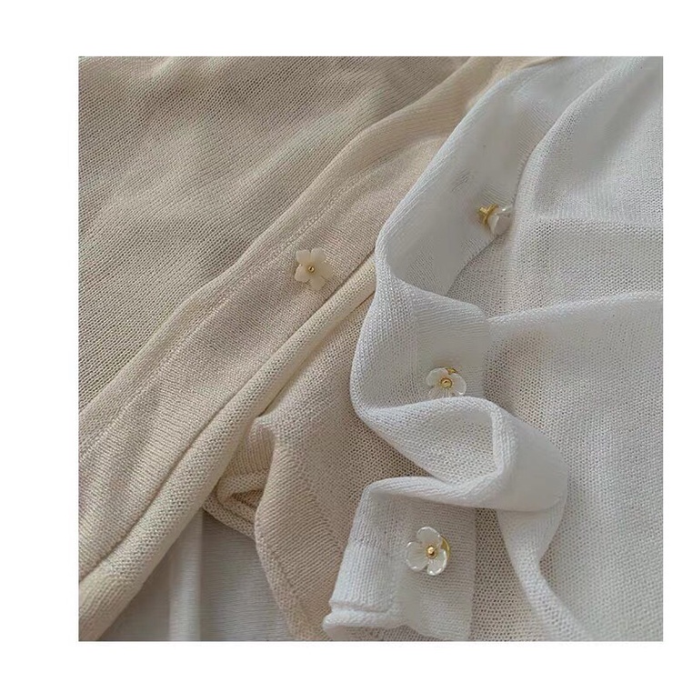 Áo cardigan cúc hoa siêu xinh, áo len mỏng khoác ngoài