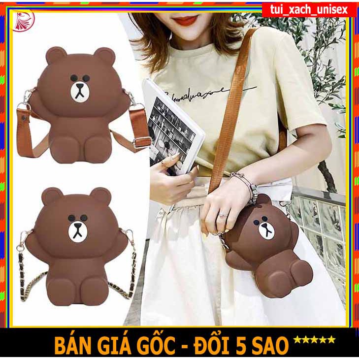 ❤️ LOẠI TỐT ❤️ Túi Đeo Chéo Silicon Hình Gấu Brown Bear Cỡ Lớn Kèm 2 Dây Đeo , TÚI XÁCH NỮ ĐỰNG ĐIỆN THOẠI T070