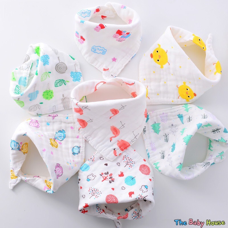 Khăn Quàng Cổ Cho Bé  𝐅𝐑𝐄𝐄𝐒𝐇𝐈𝐏 Khăn Yếm 6 Lớp Sợi Tre Họa Tiết Xinh Xắn Cho Bé